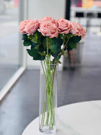 Artificial Rose Stems - Set of 2 Stems - 60cm with 3 Flowers Each - Soft Pink V292-HD-PLANT-3STEMROSE-60CM-SOFTPINK-SO2
