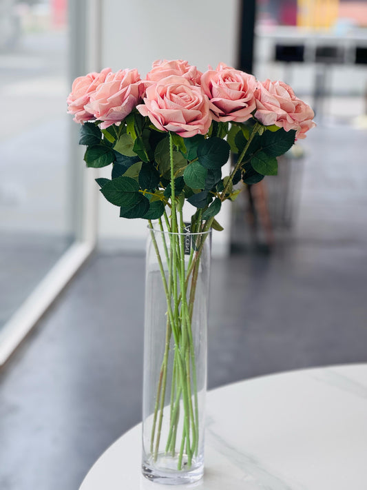 Artificial Rose Stems - Set of 2 Stems - 60cm with 3 Flowers Each - Soft Pink V292-HD-PLANT-3STEMROSE-60CM-SOFTPINK-SO2