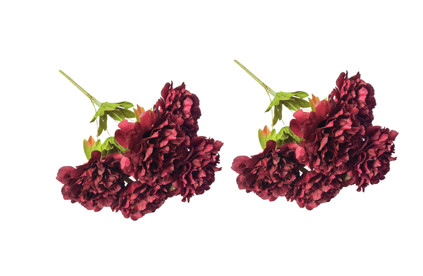Artificial Bloomed Peony Bunch - Set of 2 Bunches - 45cm with 5 Flowers Each - Maroon V292-HD-PLANT-BLOOMPEONY-45CM-MAROON-SO2