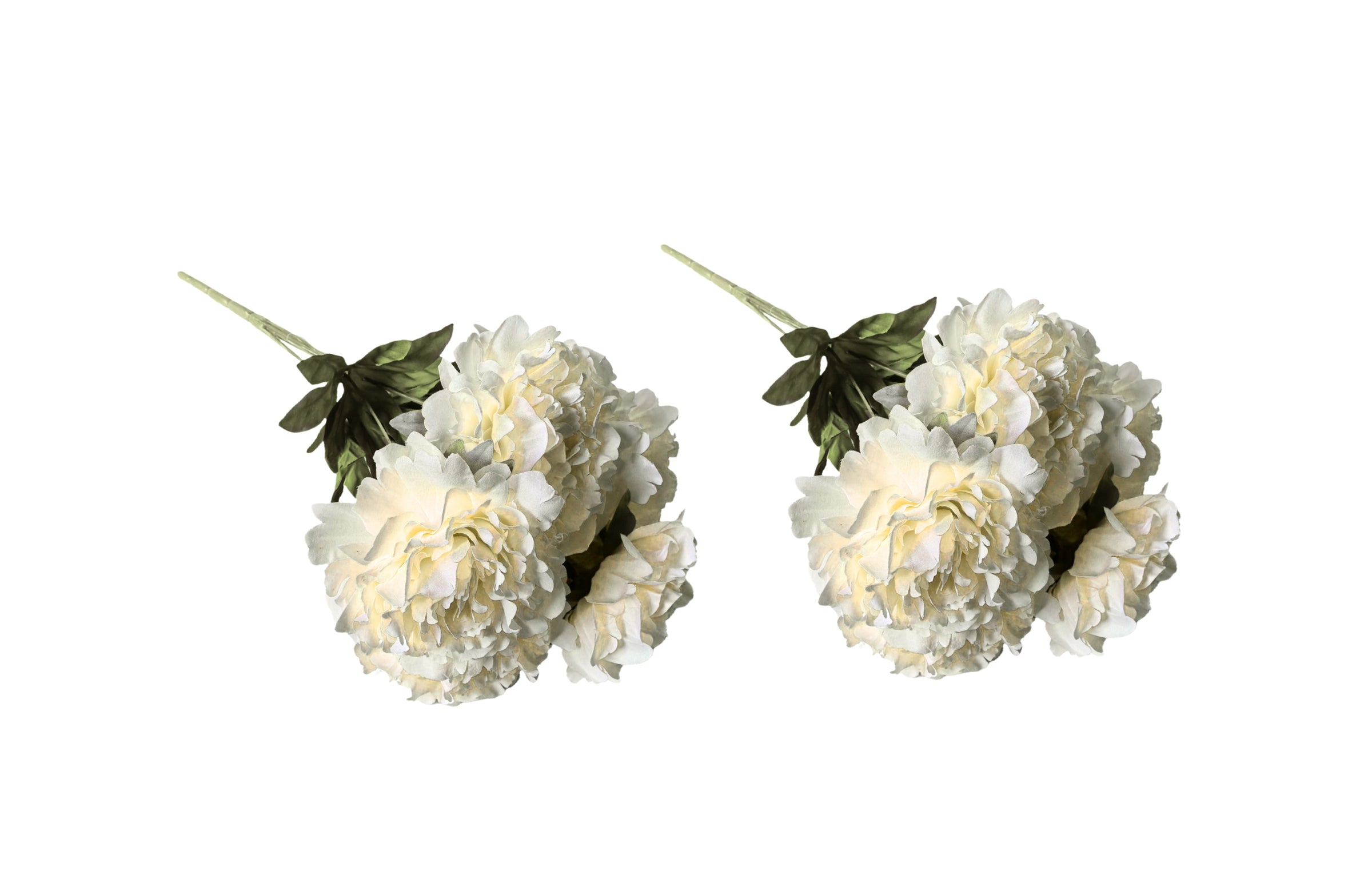 Artificial Bloomed Peony Bunch - Set of 2 Bunches - 45cm with 5 Flowers Each - White V292-HD-PLANT-BLOOMPEONY-45CM-WHITE-SO2