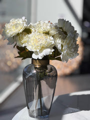 Artificial Bloomed Peony Bunch - Set of 2 Bunches - 45cm with 5 Flowers Each - White V292-HD-PLANT-BLOOMPEONY-45CM-WHITE-SO2