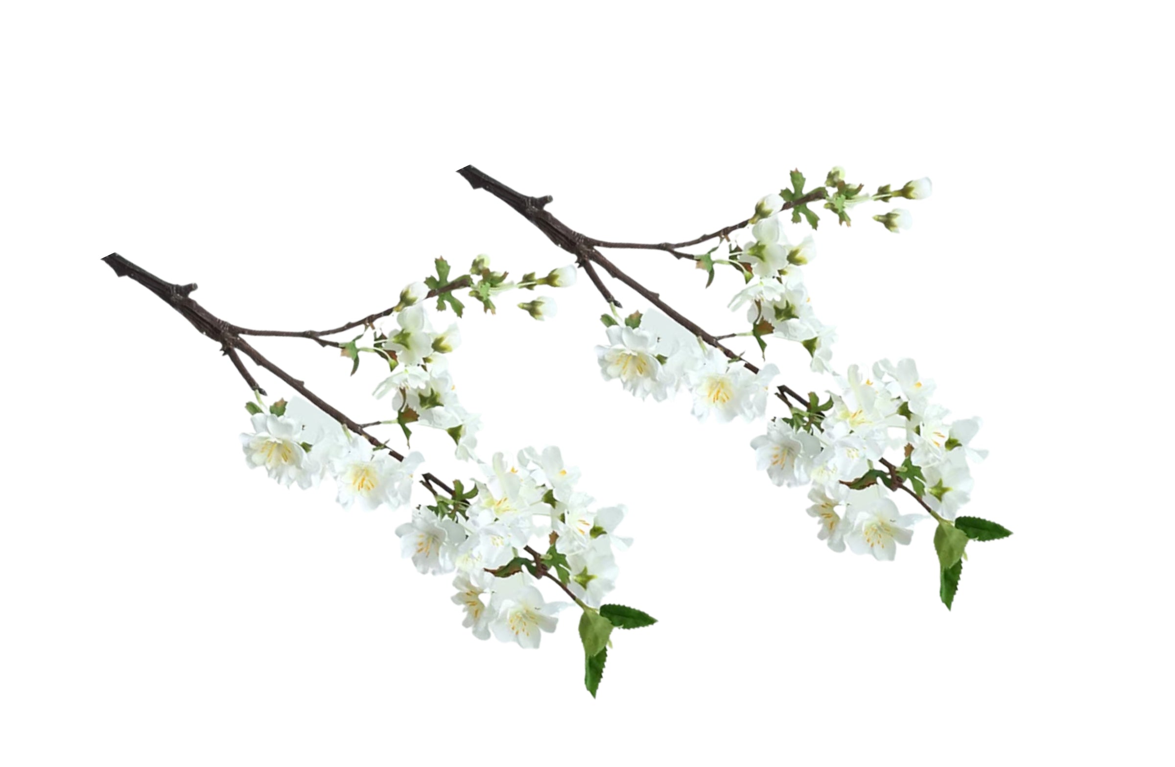 Artificial Single Stem Cherry Blossom 49cm -White - Set of 2 Bunch V292-HD-PLANT-CHERRYBLOSS-49CM-WHITE-SO2