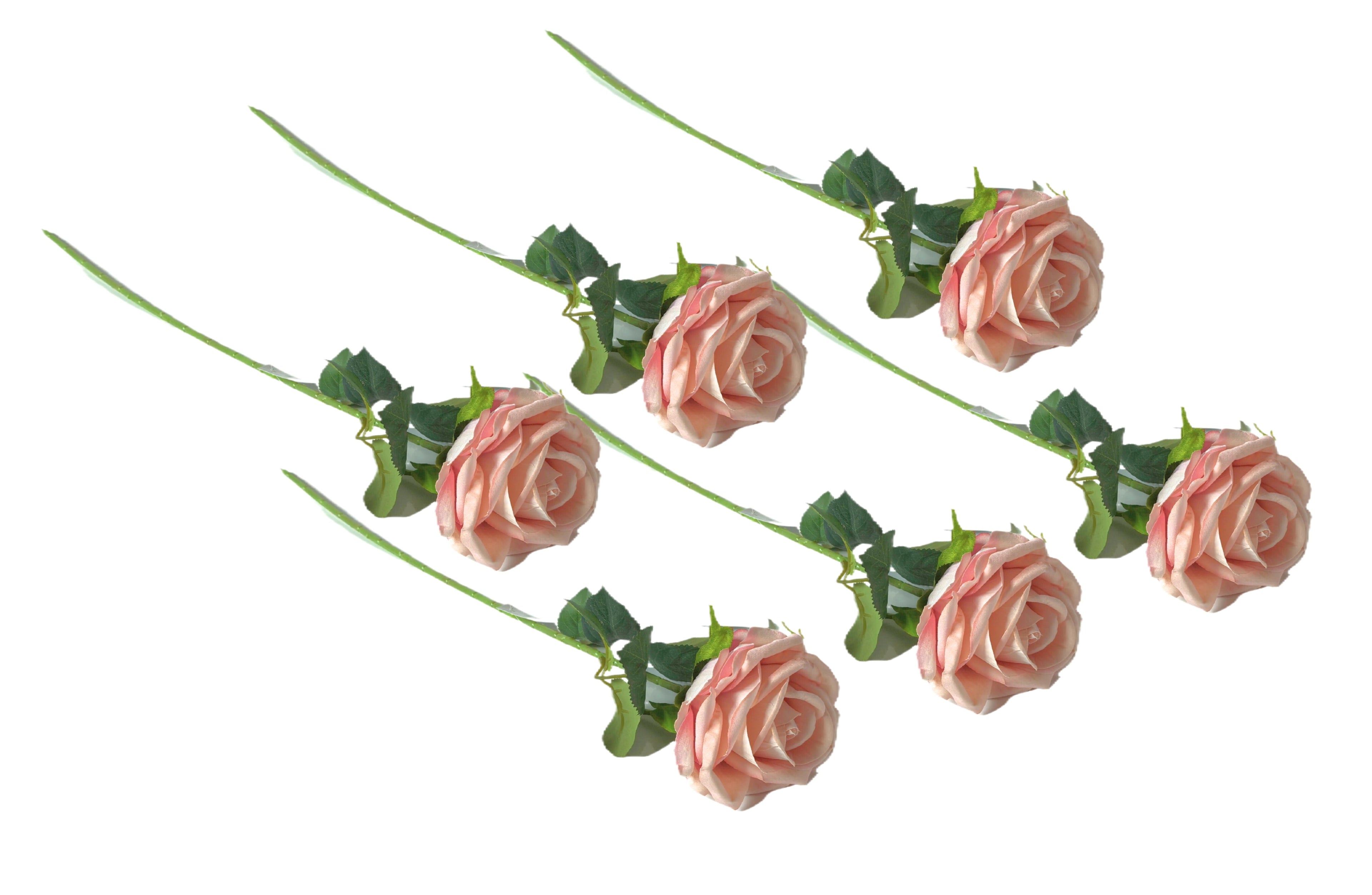Artificial Single Stem Rose 64cm - Soft Pink- Set of 6 Stems V292-HD-PLANT-STEMROSE-64CM-SOFTPINK-SO6