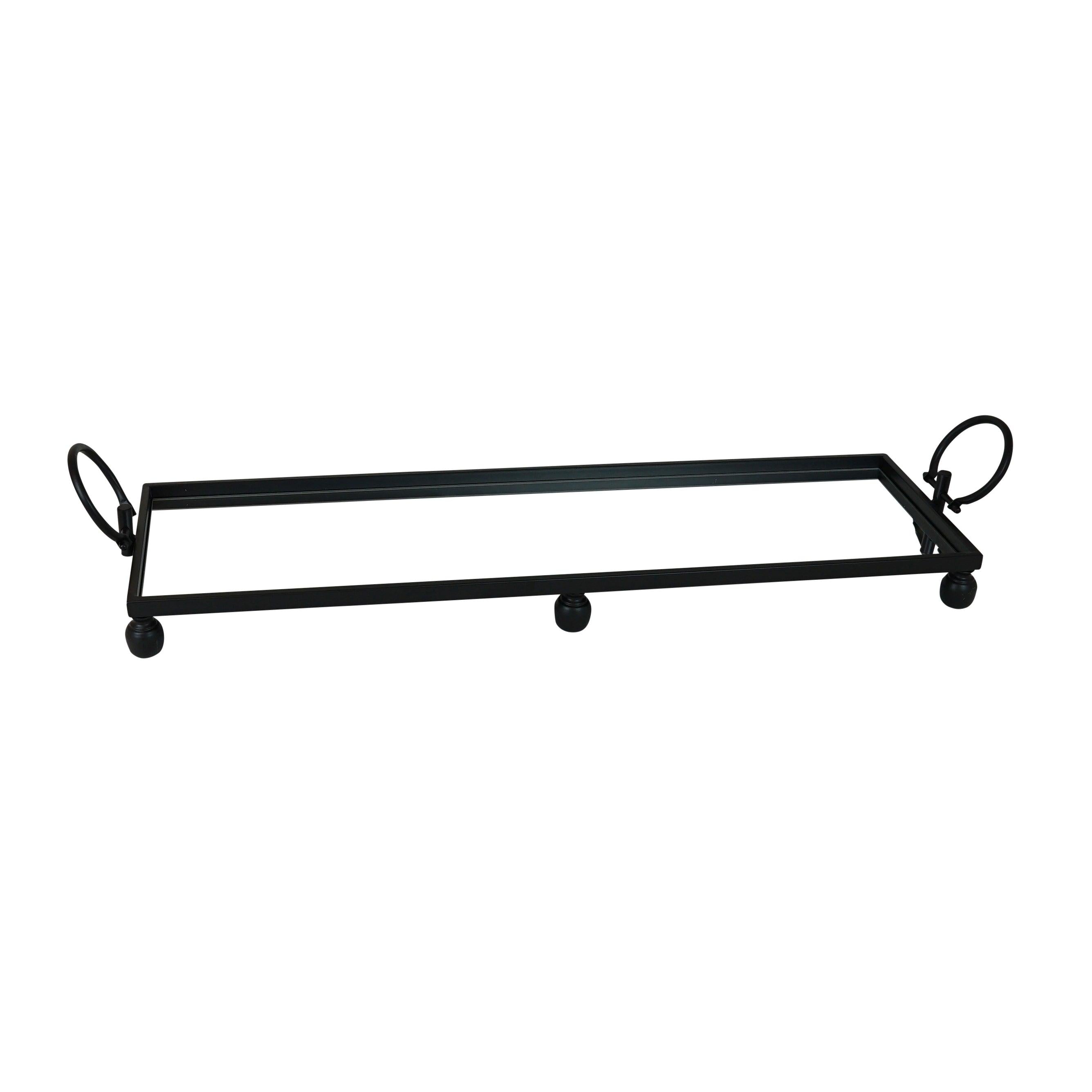 Eliza Mirror Tray with Handles - Large - Black