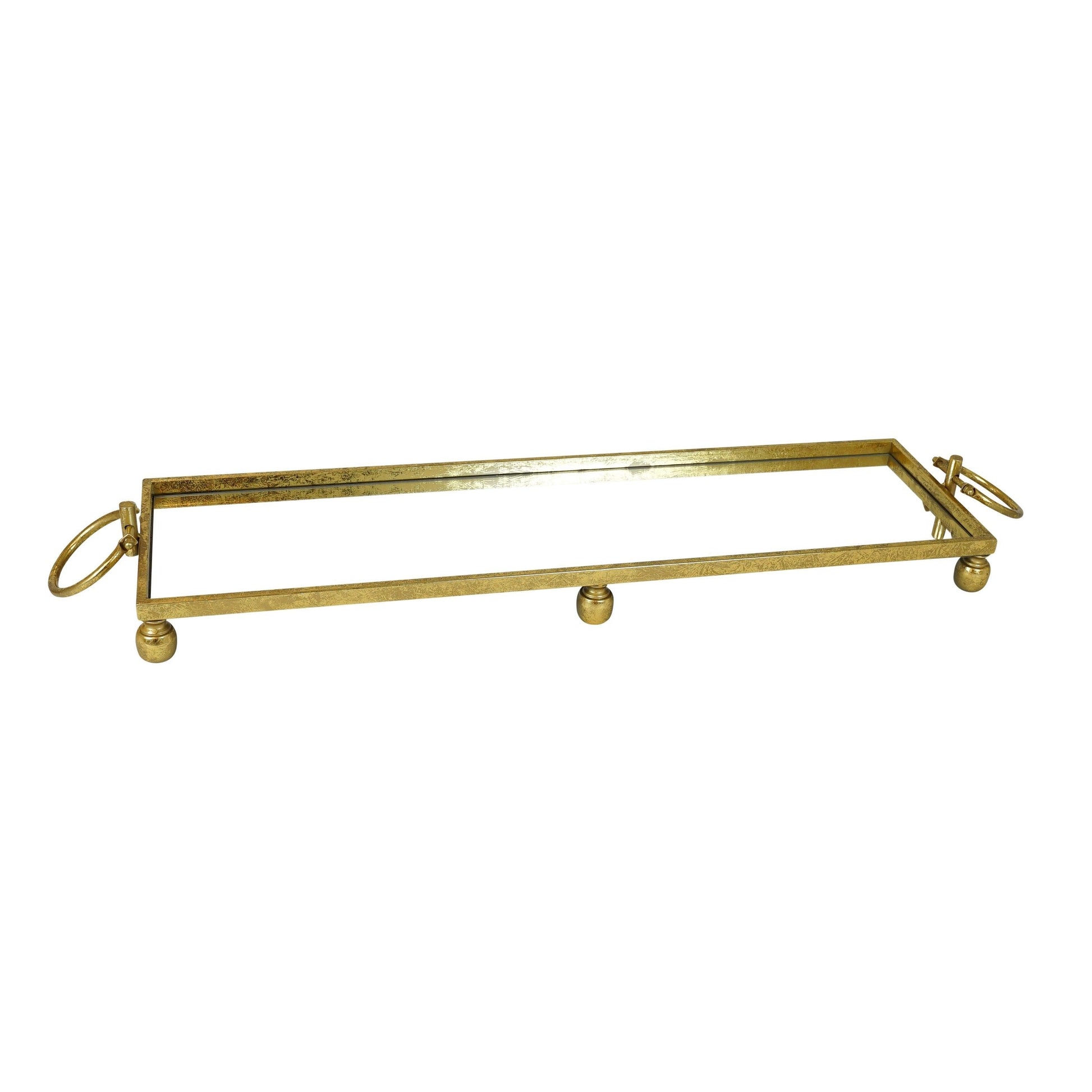 Eliza Mirror Tray with Handles - Large - Gold V292-HD-TR-ELI-L-RECT-GOLD