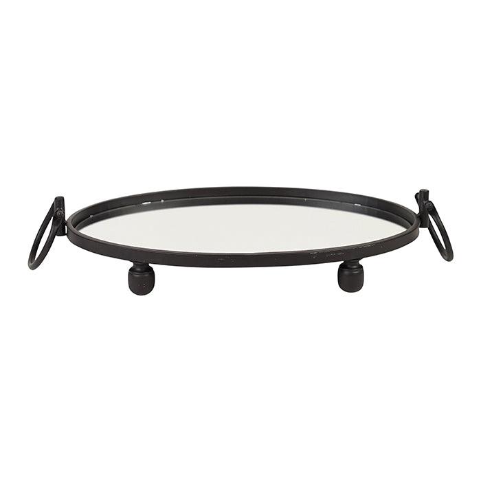 Eliza Mirror Tray with Handles - Oval - Black V292-HD-TR-ELI-M-OVAL-BLK