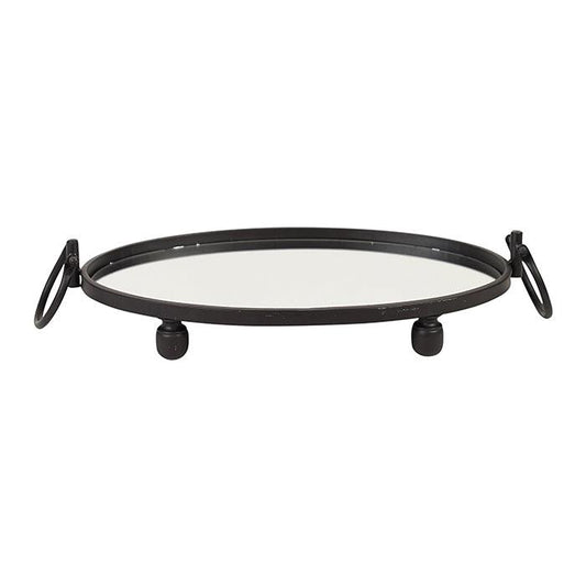 Eliza Mirror Tray with Handles - Oval - Black V292-HD-TR-ELI-M-OVAL-BLK