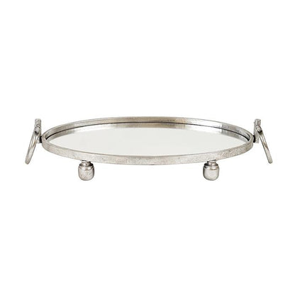 Eliza Mirror Tray with Handles - Oval - Silver V292-HD-TR-ELI-M-OVAL-SILV