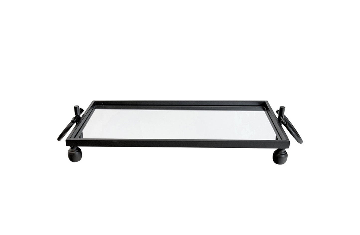 Eliza Mirror Tray with Handles - Medium - Black V292-HD-TR-ELI-M-RECT-BLK
