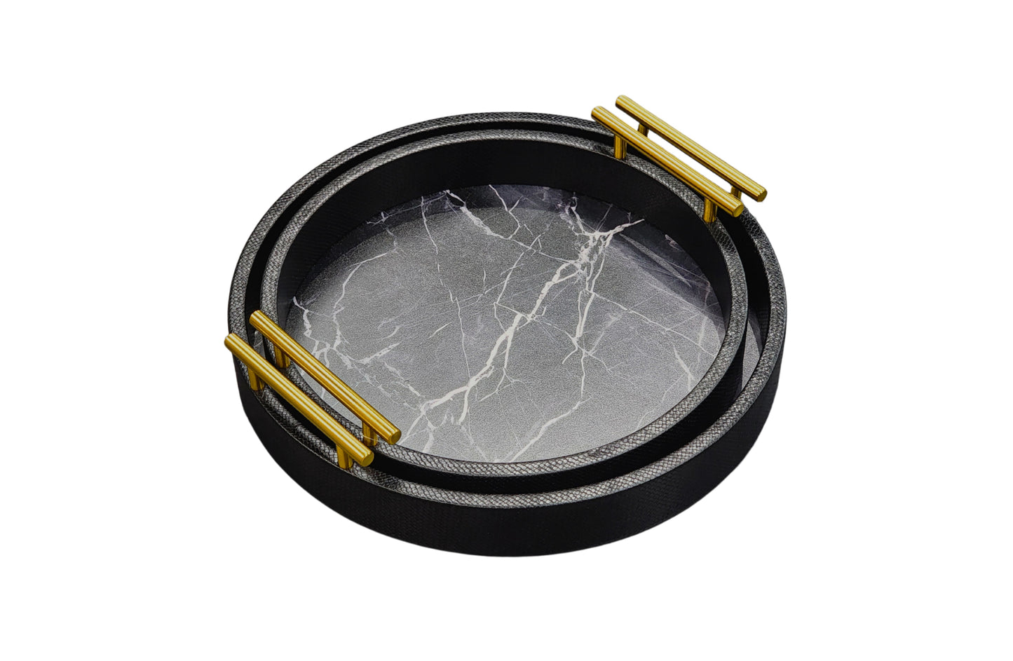 Maison Round Tray - Set of 2 - Black V292-HD-TR-ROUND-S02-MAISON-BLACK