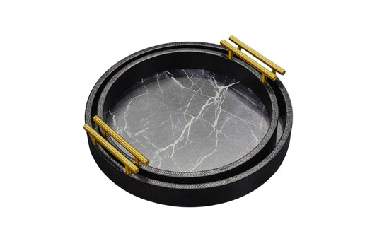 Maison Round Tray - Set of 2 - Black V292-HD-TR-ROUND-S02-MAISON-BLACK