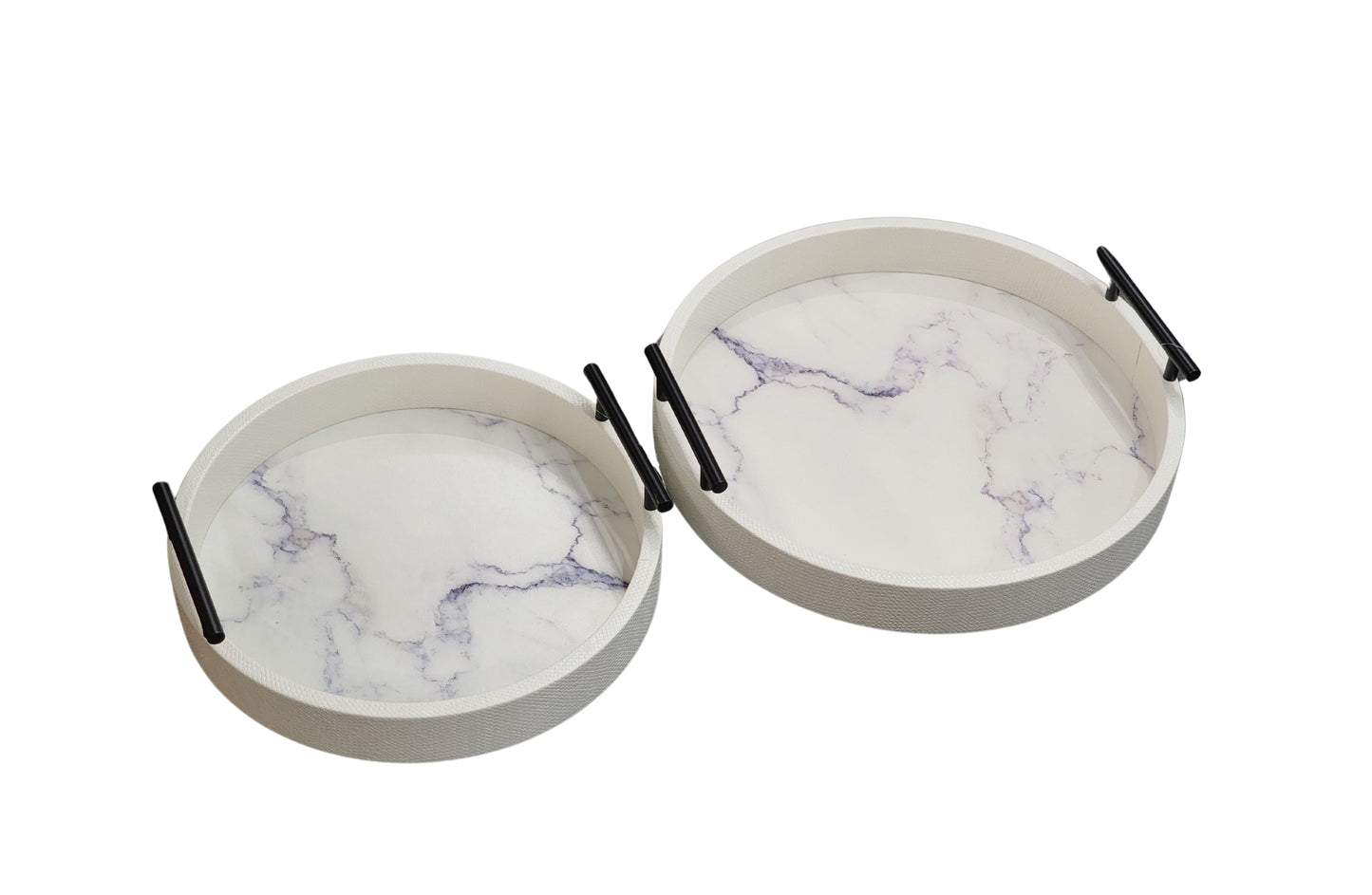 Maison Round Tray - Set of 2 - White V292-HD-TR-ROUND-S02-MAISON-WHITE
