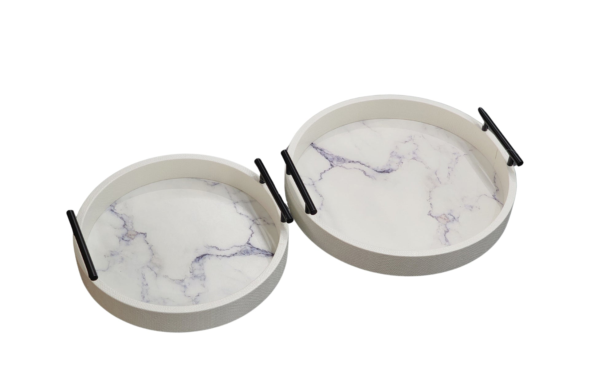 Maison Round Tray - Set of 2 - White V292-HD-TR-ROUND-S02-MAISON-WHITE