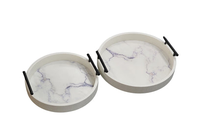 Maison Round Tray - Set of 2 - White V292-HD-TR-ROUND-S02-MAISON-WHITE