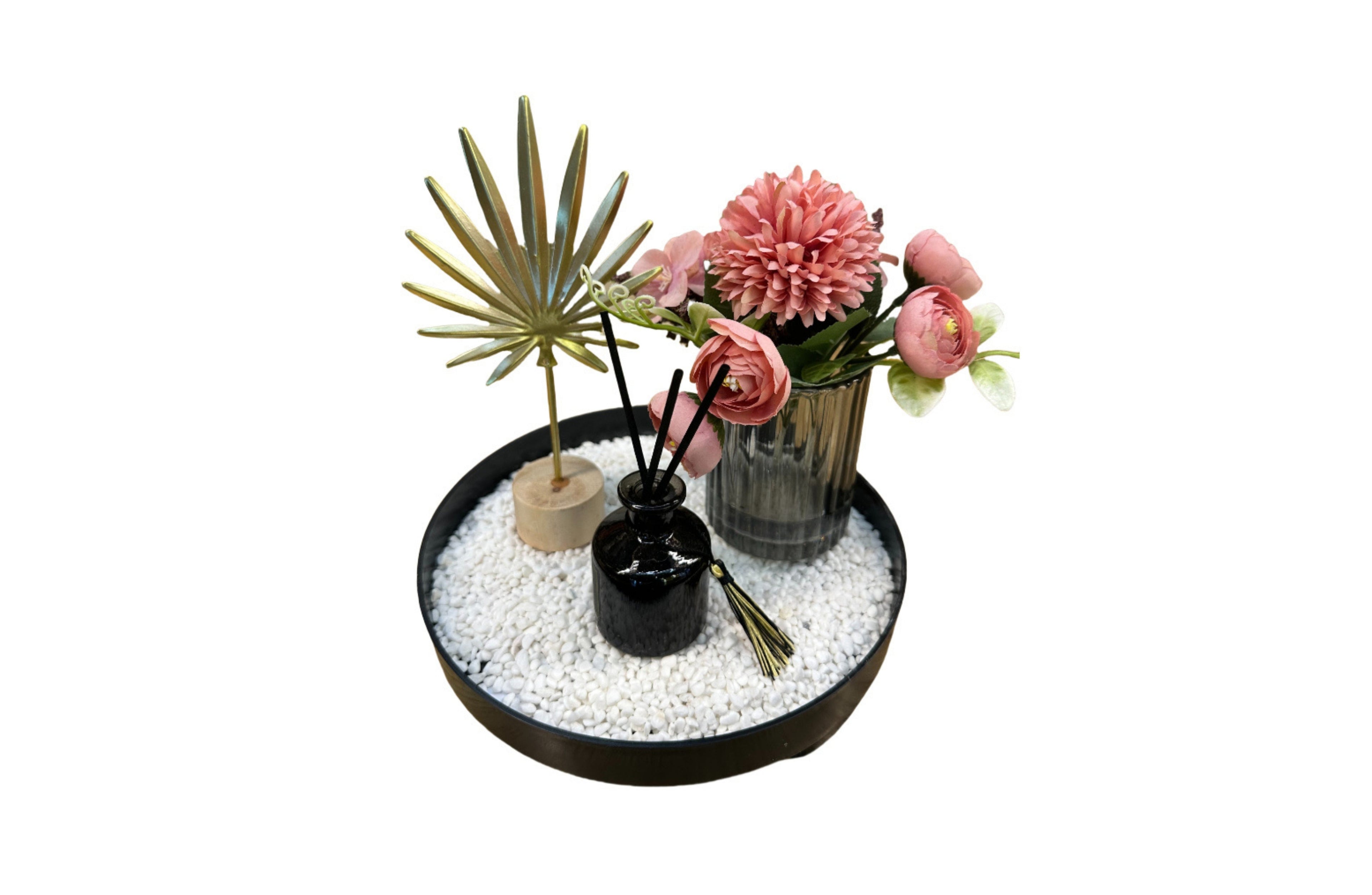Bloom Flower Tray & Fragrance Diffuser Set - White V292-HD-TRAY-BLOOMSET-BLACK