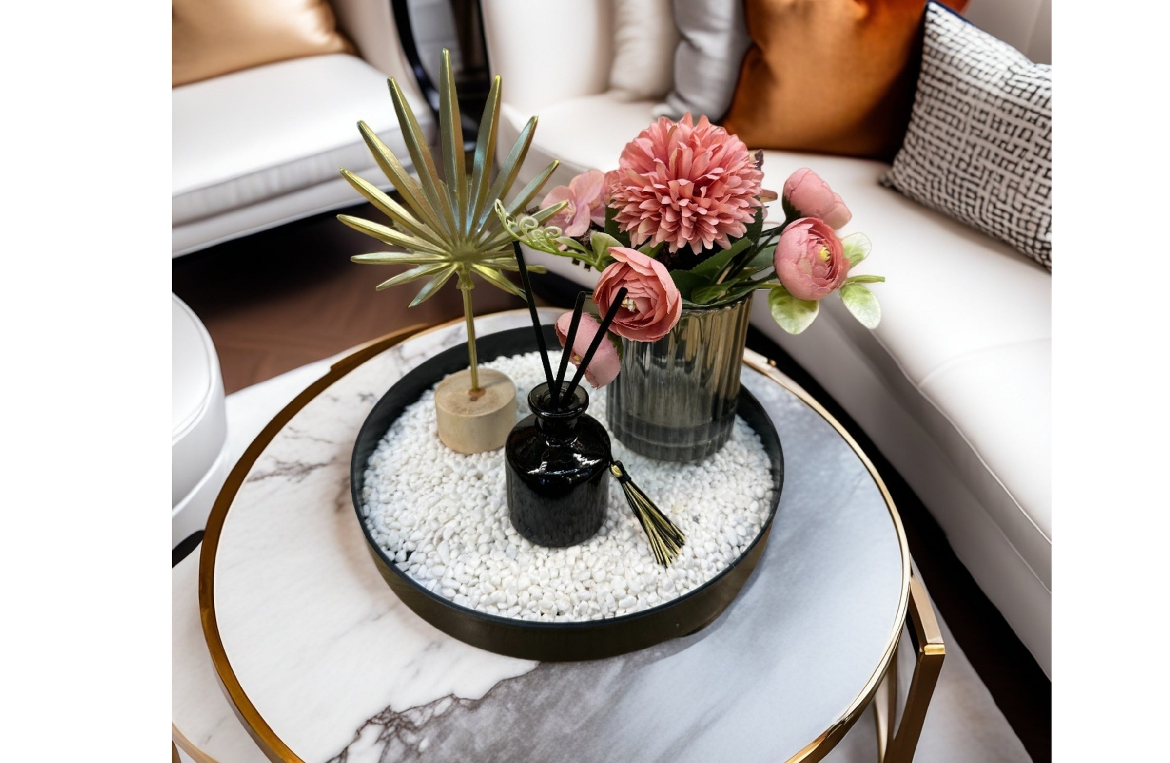 Bloom Flower Tray & Fragrance Diffuser Set - White V292-HD-TRAY-BLOOMSET-BLACK