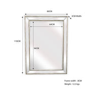 Silver Beaded Framed Mirror - Rectangle 80cm x 110cm V292-M-BDD-S-SILVER