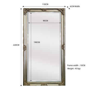 Deluxe French Provincial Ornate Mirror - Champagne - X large 210cm x 110cm V292-M-DLUX-XL-CHAMP