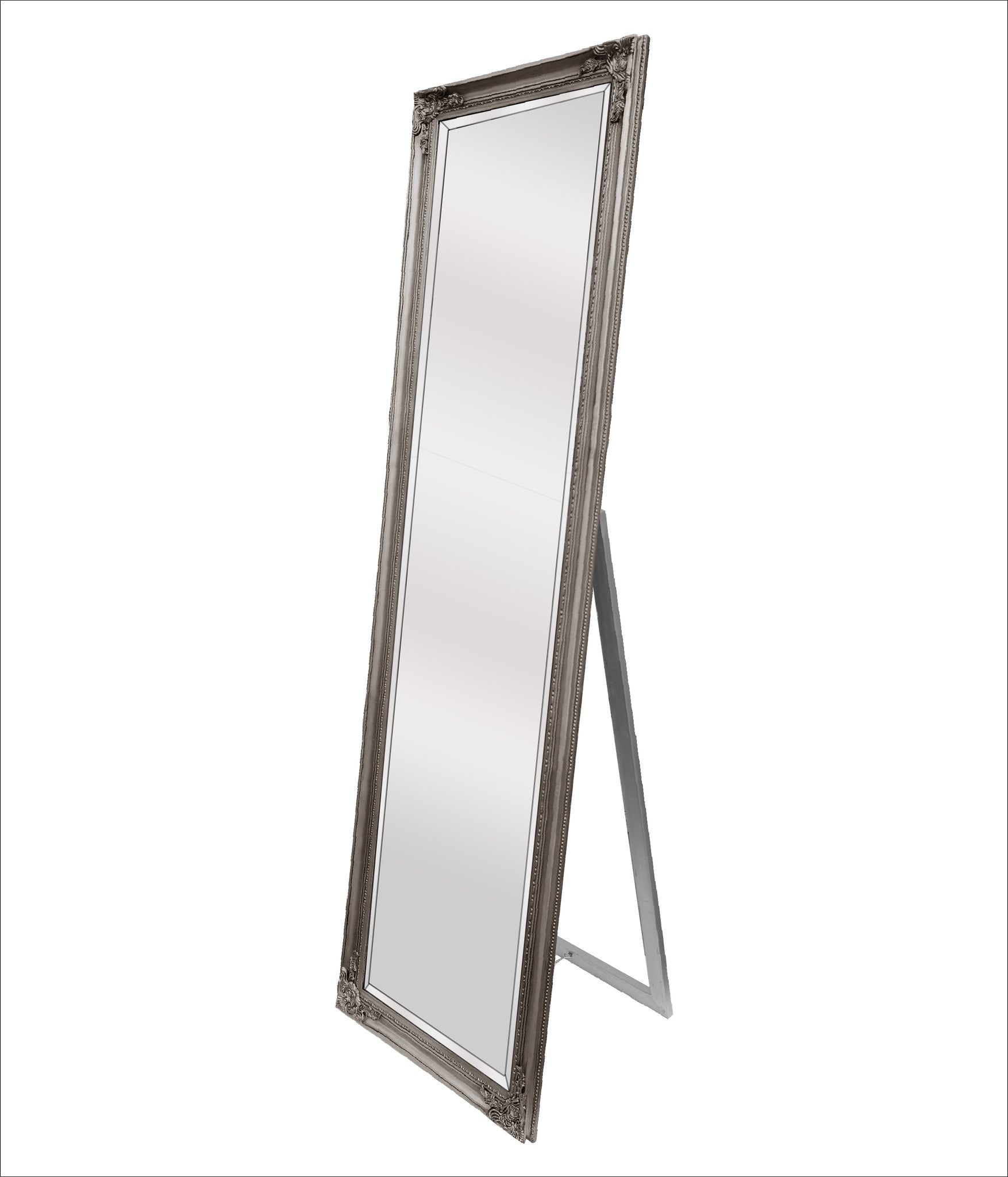French Provincial Ornate Mirror - Antique Silver - Free Standing 50cm x 170cm V292-M-FR-FS-SILVER