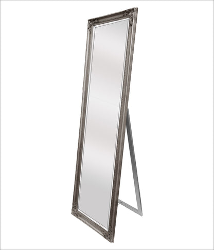 French Provincial Ornate Mirror - Antique Silver - Free Standing 50cm x 170cm V292-M-FR-FS-SILVER