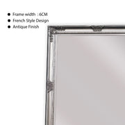 French Provincial Ornate Mirror - Antique Silver - Free Standing 50cm x 170cm V292-M-FR-FS-SILVER