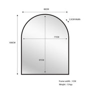 Black Metal Arch Mirror - Small 80cm x 100cm V292-M-METAR-S-BLACK