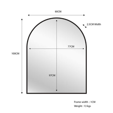 Black Metal Arch Mirror - Small 80cm x 100cm V292-M-METAR-S-BLACK