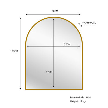 Gold Metal Arch Mirror - Small 80cm x 100cm V292-M-METAR-S-GOLD
