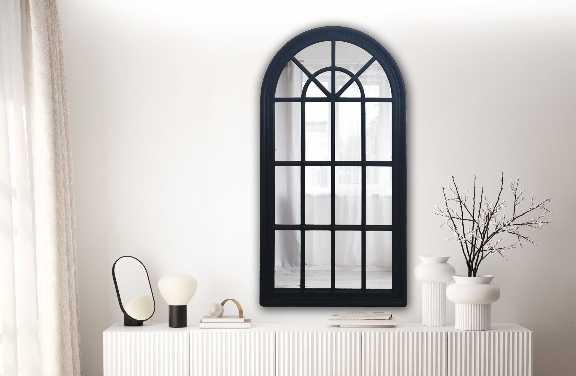 Window Style Mirror - Black Arch 70 CM x 130 CM V292-MIRR-ARCH001