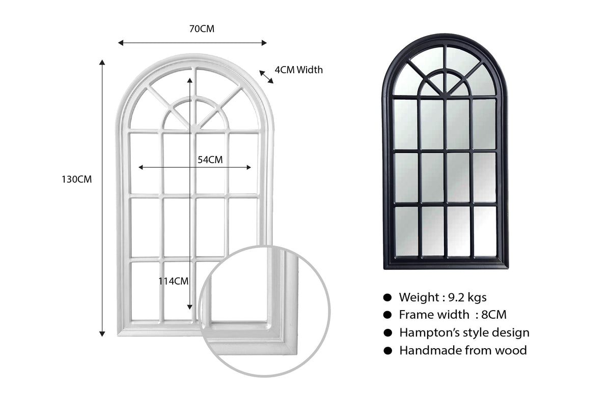 Window Style Mirror - Black Arch 70 CM x 130 CM