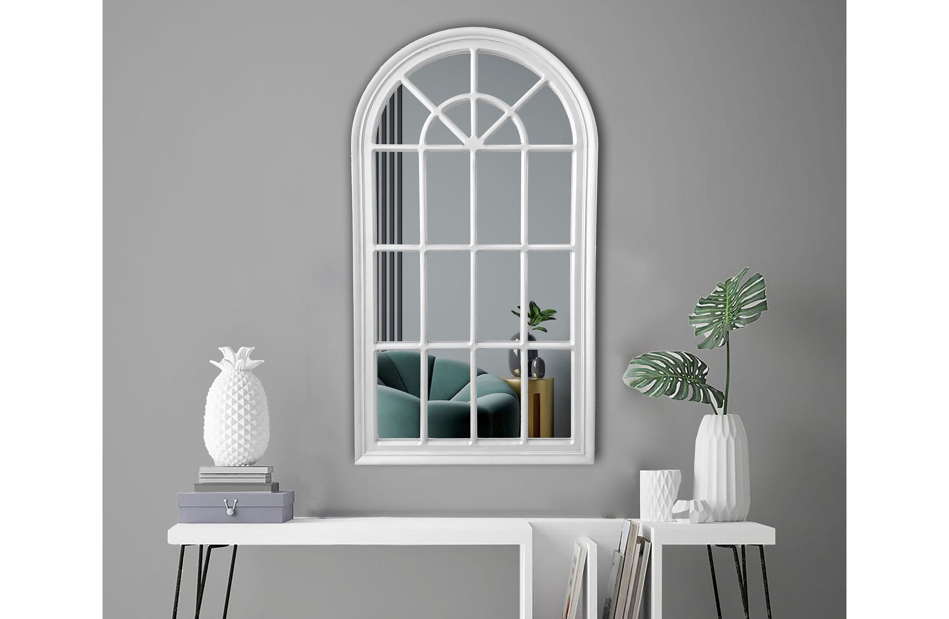 Window Style Mirror - White Arch 70 CM x 130 CM V292-MIRR-ARCH002