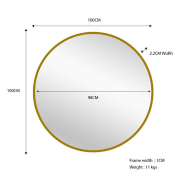 Metal Round Mirror 100cm - Gold V292-MIRR-ARCH0032