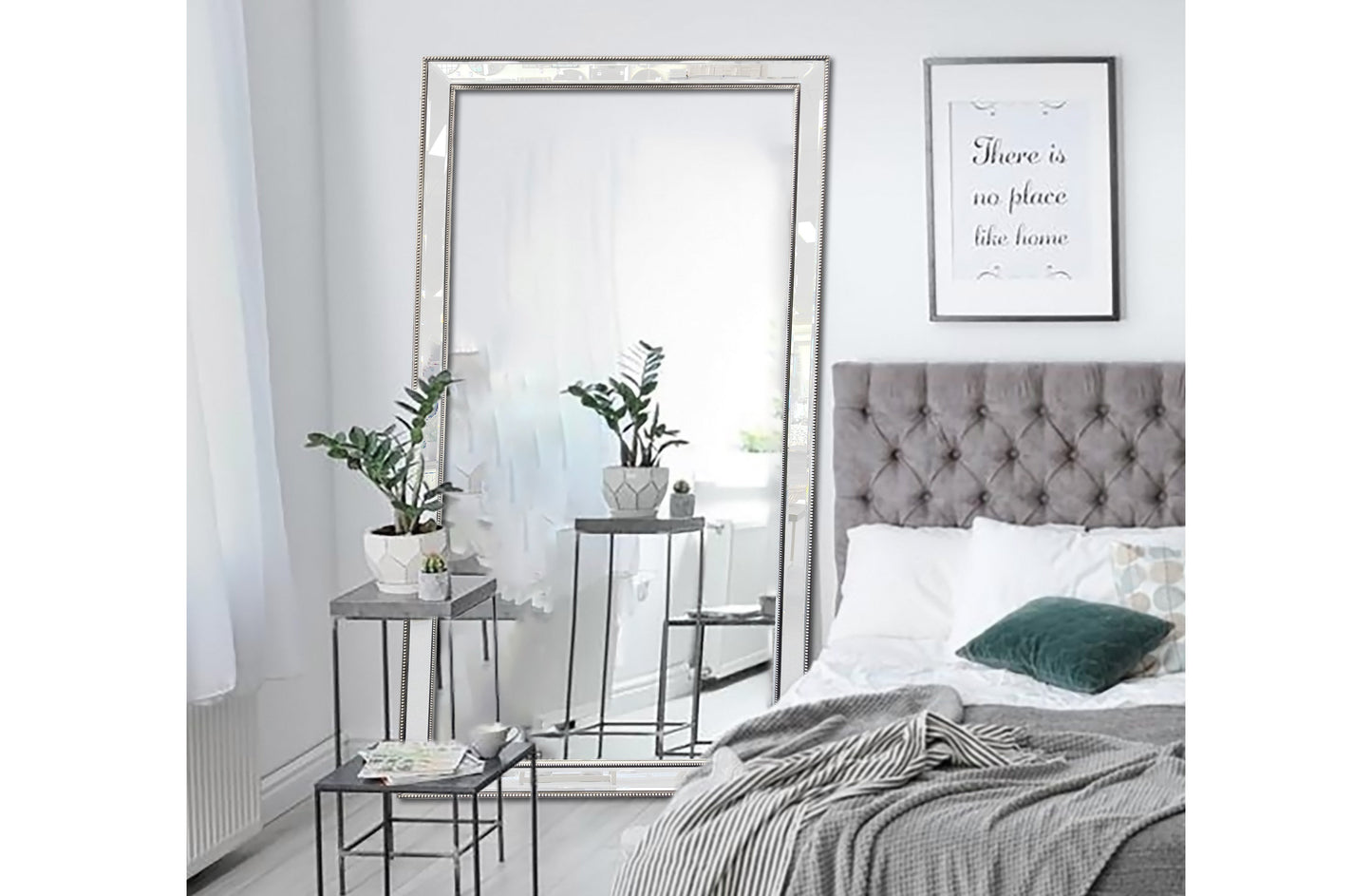 Silver Beaded Framed Mirror - X Large 190cm x 100cm V292-MIRR-BDD001
