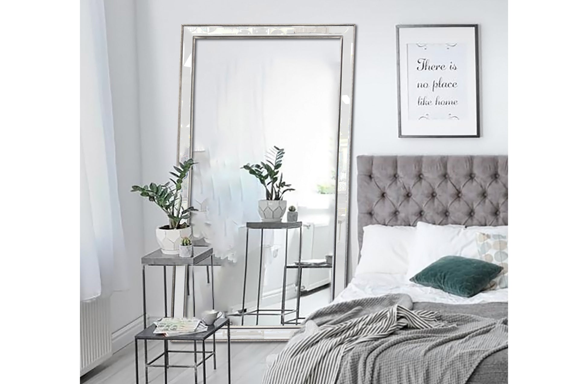 Silver Beaded Framed Mirror - X Large 190cm x 100cm V292-MIRR-BDD001