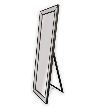 Black Beaded Framed Mirror - Free Standing 50cm x 170cm V292-MIRR-BDD012