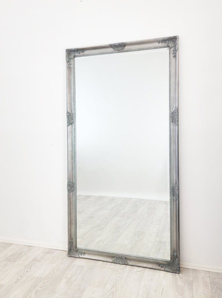 French Provincial Ornate Mirror - ANTIQUE SILVER- X Large 100cm x 190cm V292-MIRR-FRN001