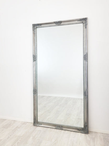 French Provincial Ornate Mirror - ANTIQUE SILVER- X Large 100cm x 190cm V292-MIRR-FRN001