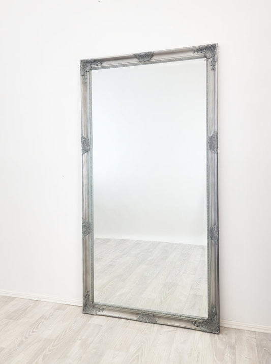 French Provincial Ornate Mirror - ANTIQUE SILVER- X Large 100cm x 190cm V292-MIRR-FRN001