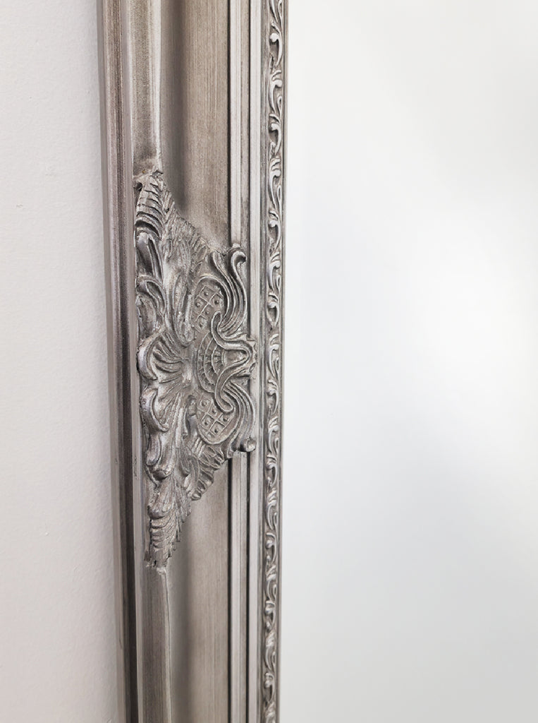 French Provincial Ornate Mirror - ANTIQUE SILVER- X Large 100cm x 190cm V292-MIRR-FRN001