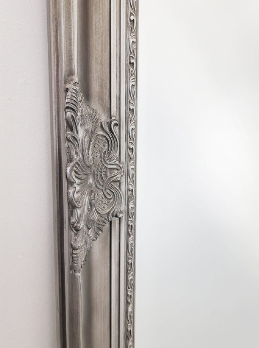 French Provincial Ornate Mirror - ANTIQUE SILVER- X Large 100cm x 190cm V292-MIRR-FRN001