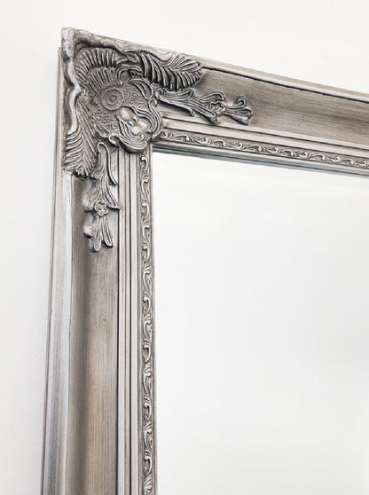 French Provincial Ornate Mirror - ANTIQUE SILVER- X Large 100cm x 190cm V292-MIRR-FRN001
