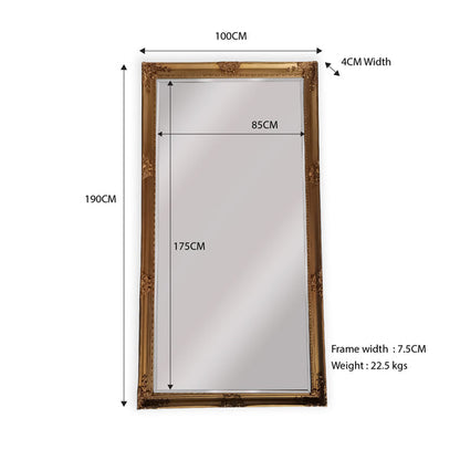 French Provincial Ornate Mirror - COUNTRY GOLD - X Large 100cm x 190cm V292-MIRR-FRN005