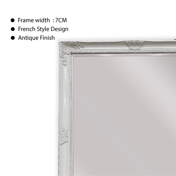 French Provincial Ornate Mirror - White - Medium 70cm x 170cm V292-MIRR-FRN009