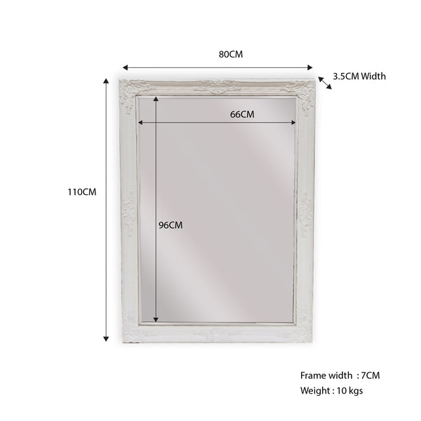 French Provincial Ornate Mirror - White - Small 80cm x 110cm V292-MIRR-FRN013