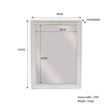 French Provincial Ornate Mirror - White - Small 80cm x 110cm V292-MIRR-FRN013