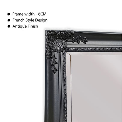 French Provincial Ornate Mirror - Black - Small 80cm x 110cm V292-MIRR-FRN015