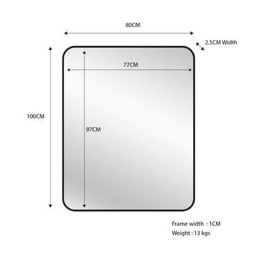 Black Metal Rectangle Mirror - Small 80cm x 100cm V292-MIRR-MTL055