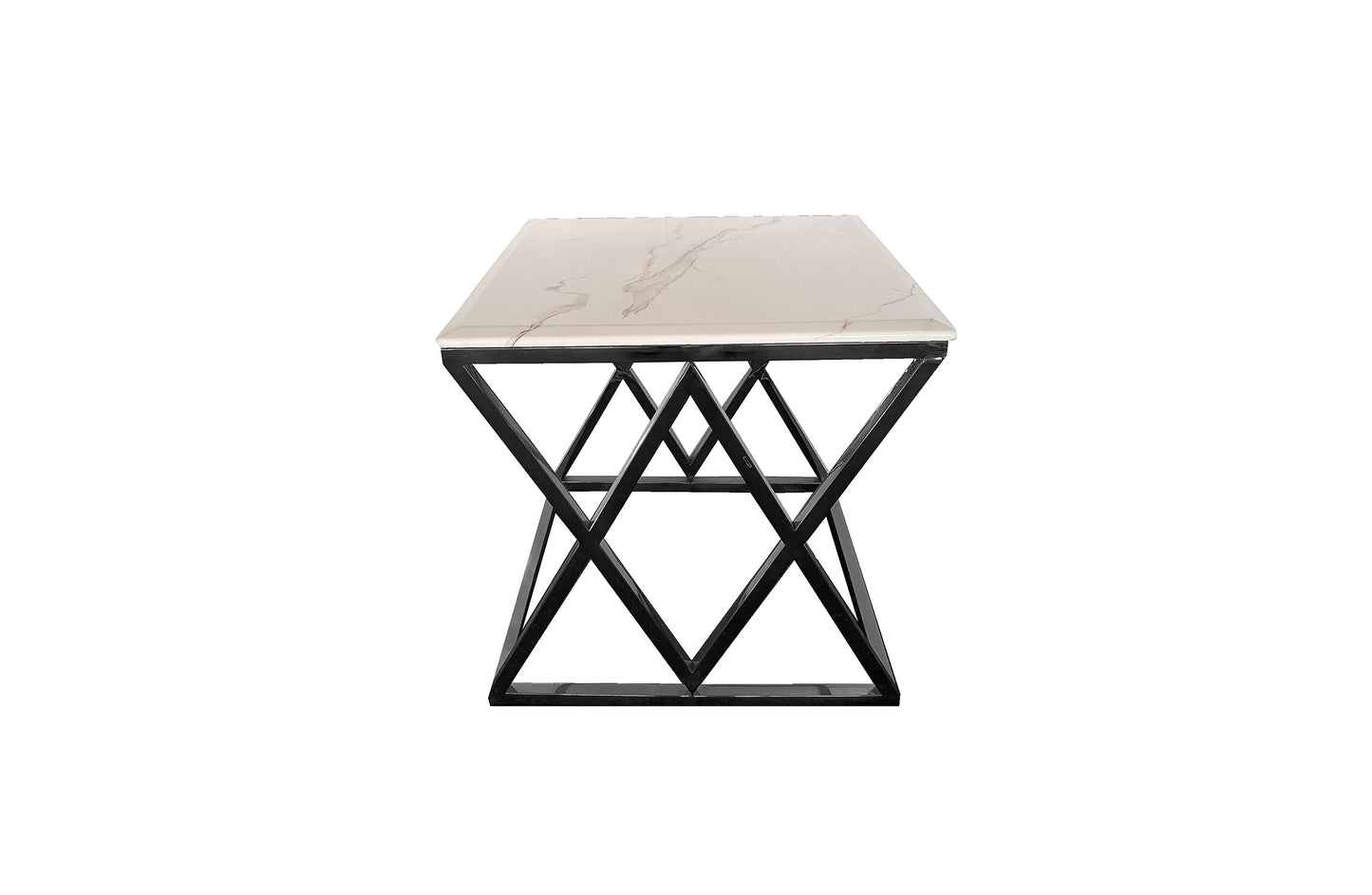Alsea Side Table Black Base - White Marble V292-SDT-ALS003