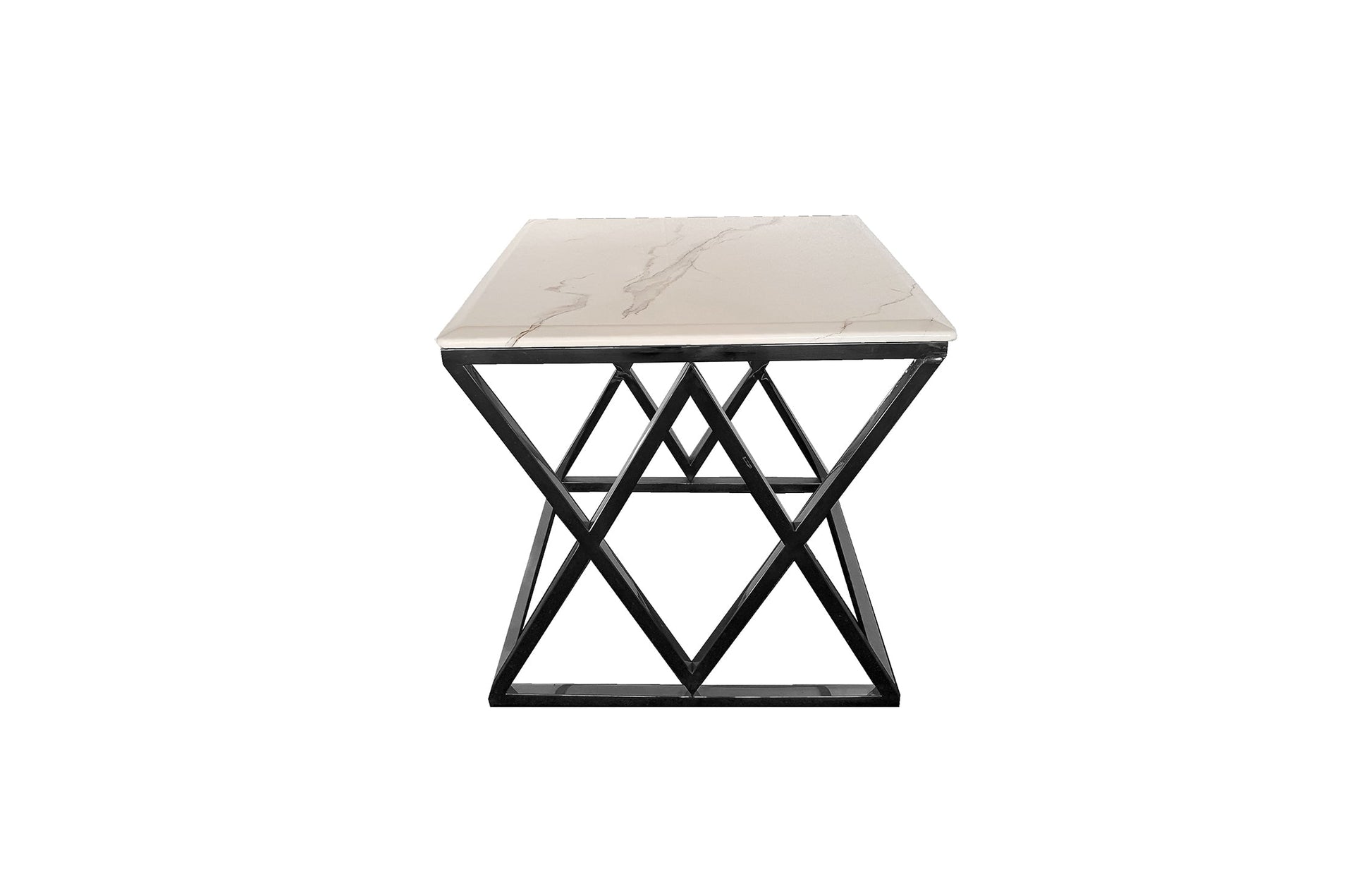 Alsea Side Table Black Base - White Marble V292-SDT-ALS003