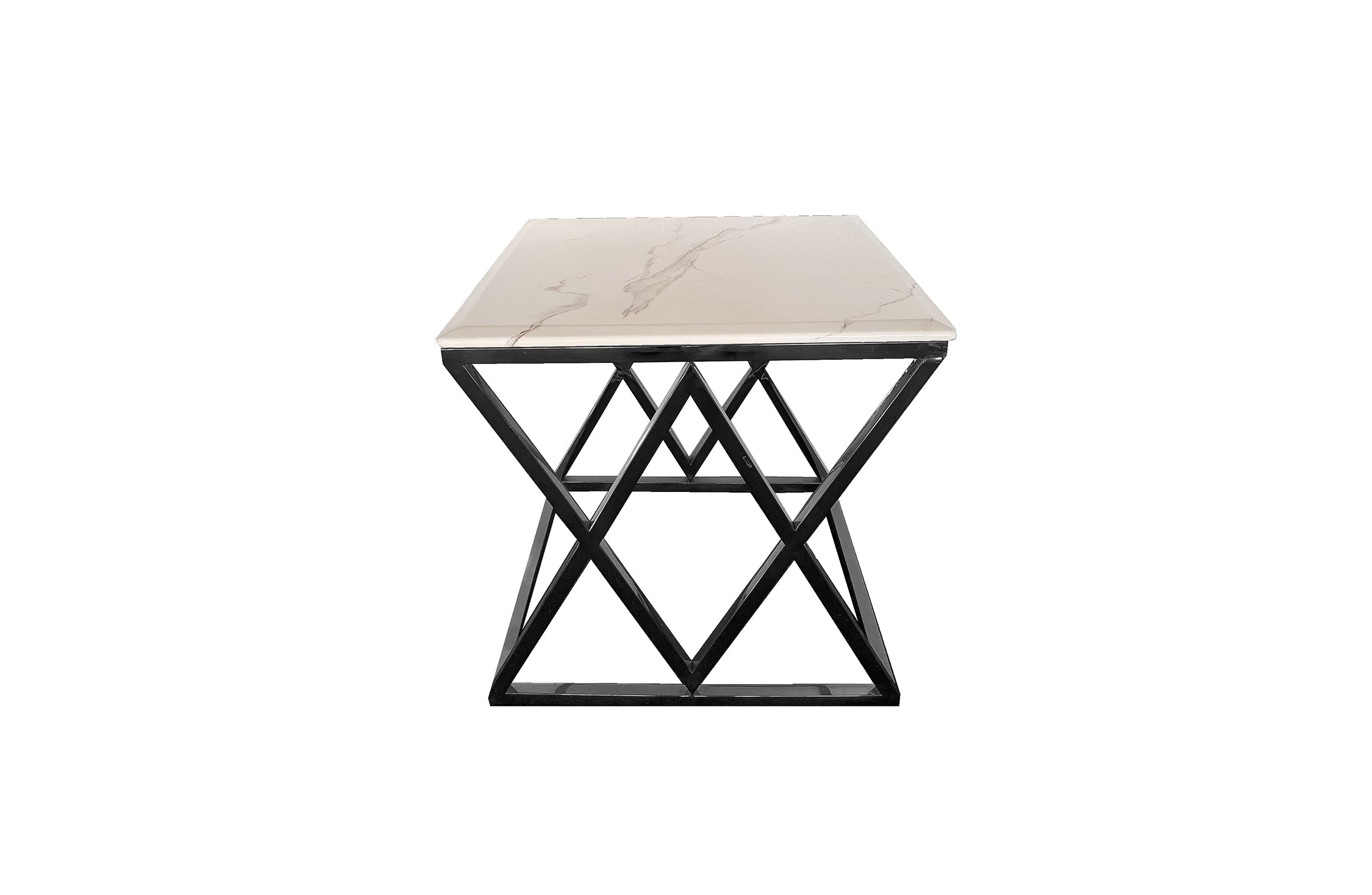 Alsea Side Table Black Base - White Marble V292-SDT-ALS003